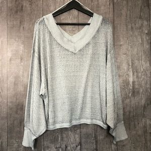 We The Free Oversized Pullover Sheer Gray Top